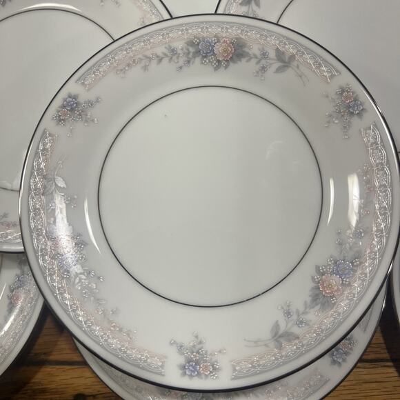 Noritake Bridal Waltz Bread Plates SET Of 9 VTG 6.25" 4109 Pink Blue Floral EXC! - Picture 3 of 14